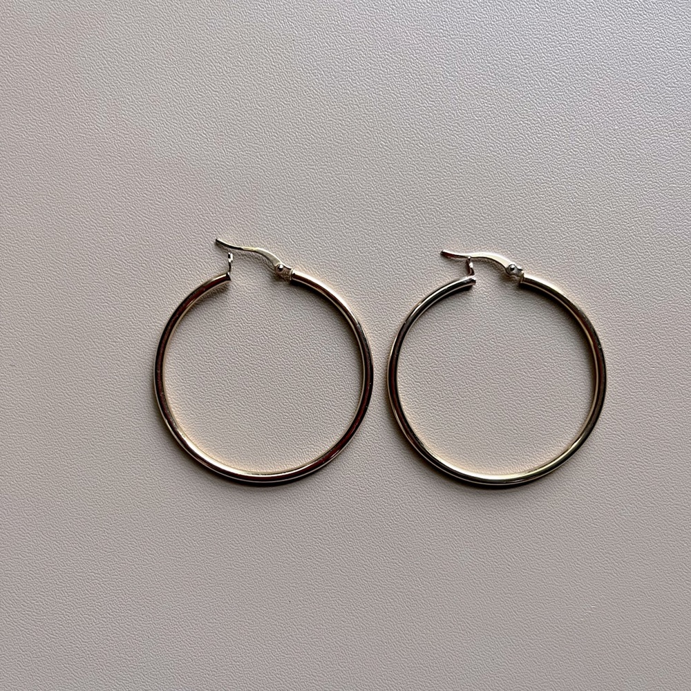 Blue Nile 14kt Rose Gold Hoops (41 mm diameter)